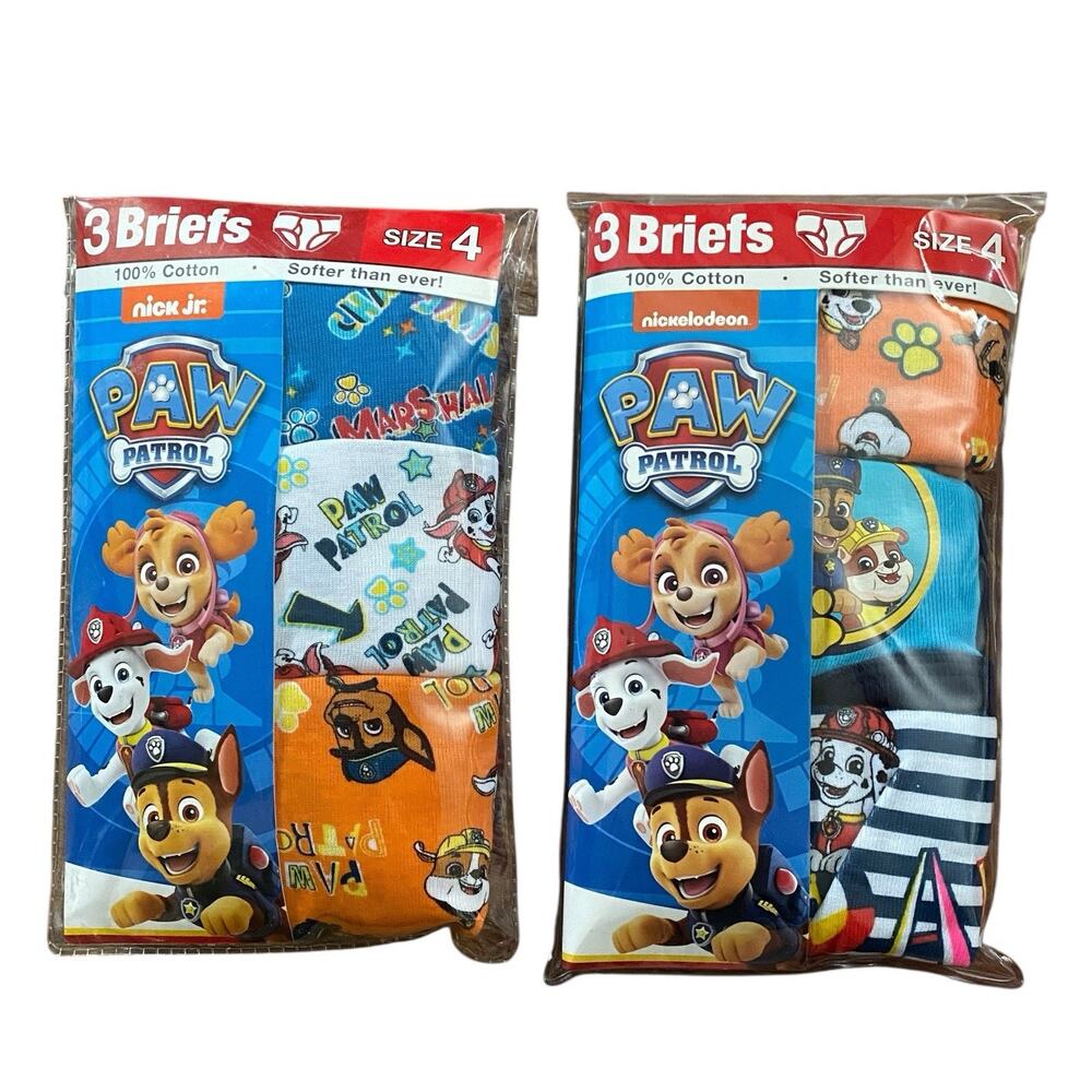 Handcraft Paw Patrol Briefs‎ Boys Size 4 Cartoon NEW 2-Packs of 3 Total 6 Cotton